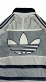 Vintage Adidas Sportjacke 90s Mesh-Overlay Basketball Oversized Hip Hop Navy Weiß (D5) M