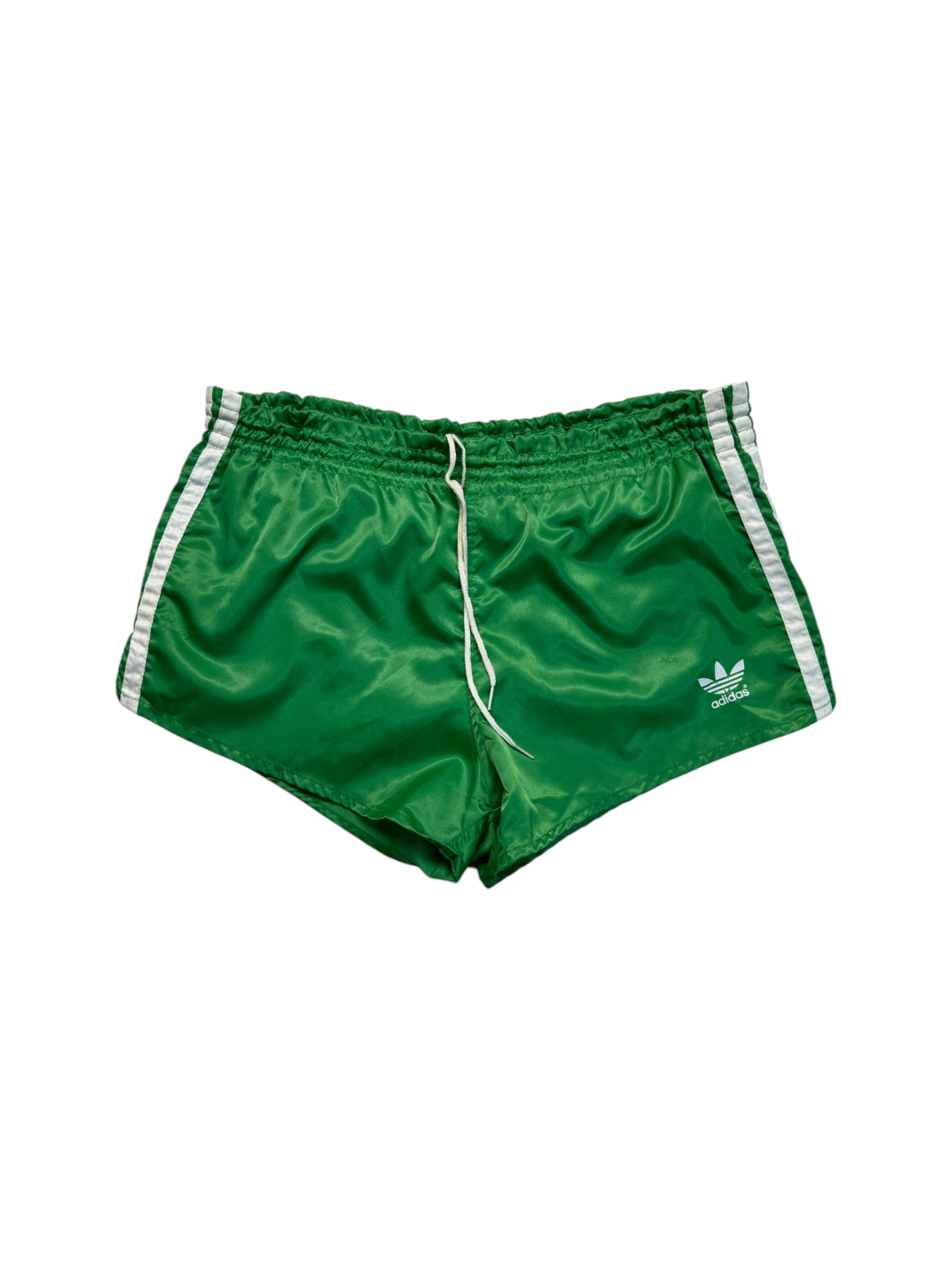 80s Adidas Shorts Nylon Glanz Sprinter Grün - RareRags