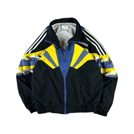 Vintage Adidas Sportjacke 90s Schwarz Gelb D6 M-L