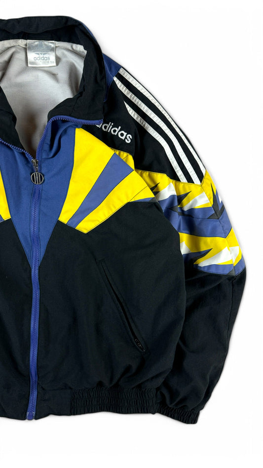 Vintage Adidas Sportjacke 90s Schwarz Gelb D6 M-L
