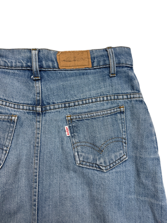 1977 Levi’s High Waist Denim Midi Rock White Tab Made In Belgium Blau