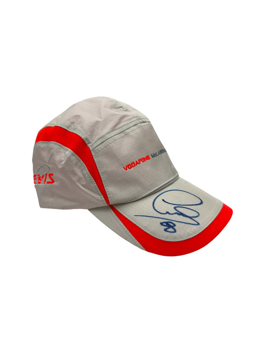 00s Racing Cap Vodafone x McLaren Lewis Hamilton Mit Unterschrift Silber Rot One Size