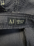 90s Armani Jeans Striped Seersucker Cargo Shorts Blau