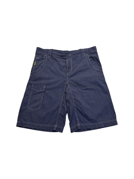 90s Armani Jeans Striped Seersucker Cargo Shorts Blau