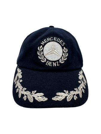 90s Mercedes Benz Cap Wolle Dunkelblau One Size