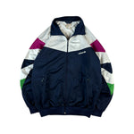 Vintage Adidas Sportjacke Late 80s Made In Singapore Weiß Dunkelblau D5 M