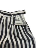 80s Kenzo Paris Damen Leinen Bermuda Shorts Schwarz Weiß