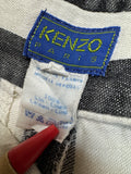 80s Kenzo Paris Damen Leinen Bermuda Shorts Schwarz Weiß