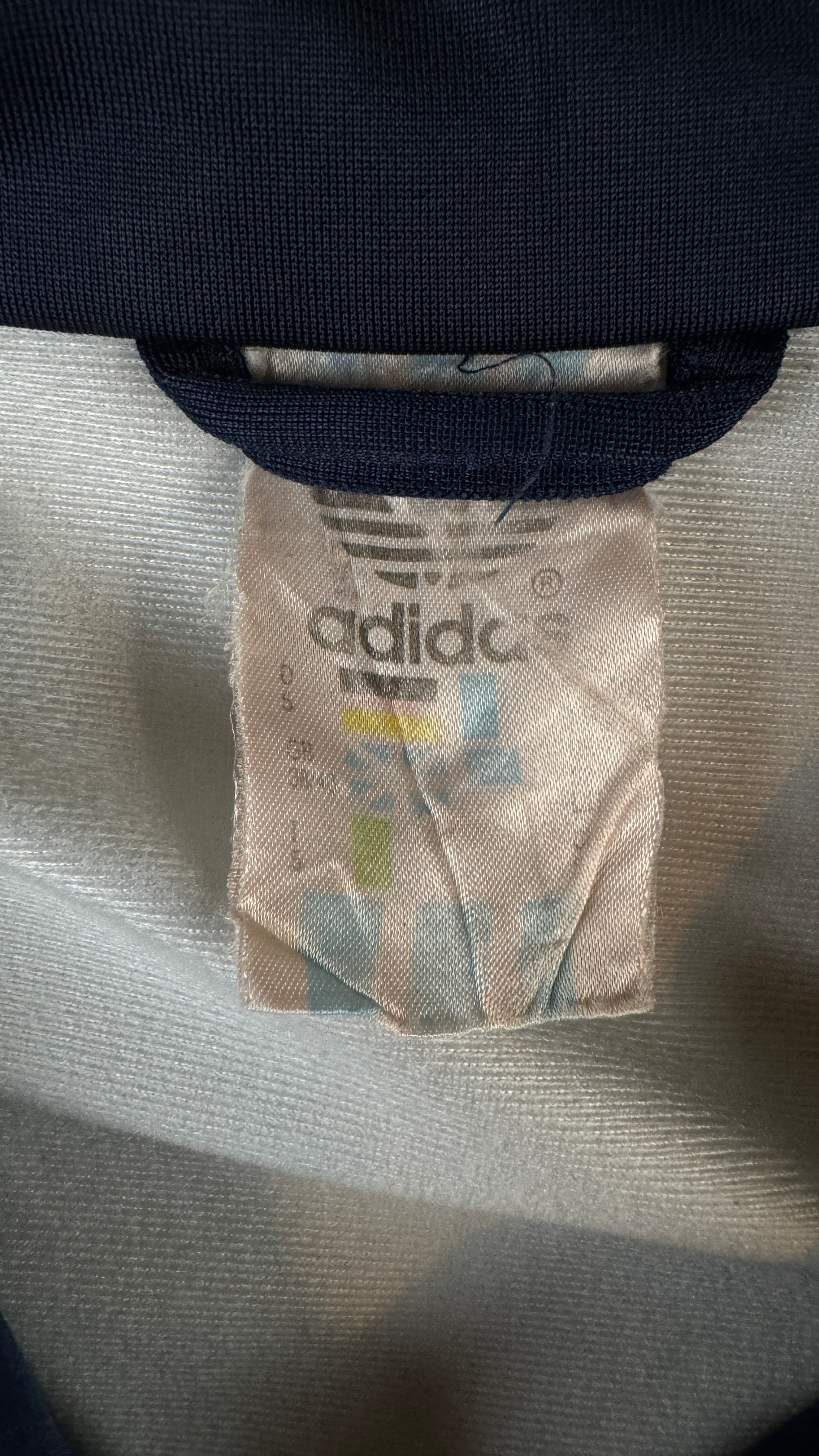 Vintage Adidas Sportjacke Late 80s Made In Singapore Weiß Dunkelblau D5 M