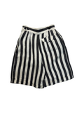 80s Kenzo Paris Damen Leinen Bermuda Shorts Schwarz Weiß