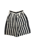 80s Kenzo Paris Damen Leinen Bermuda Shorts Schwarz Weiß