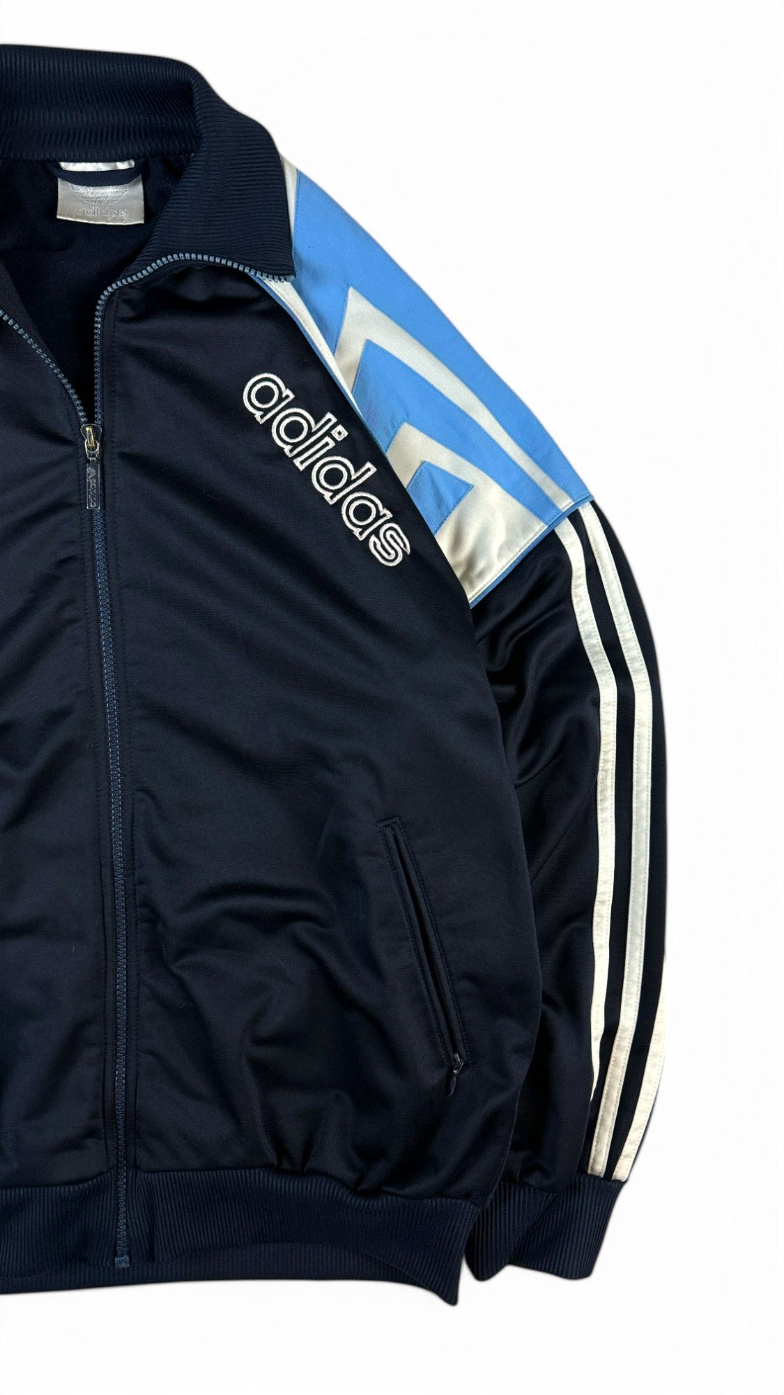 Vintage Adidas Sportjacke 90s Schwarz Blau D6 M-L