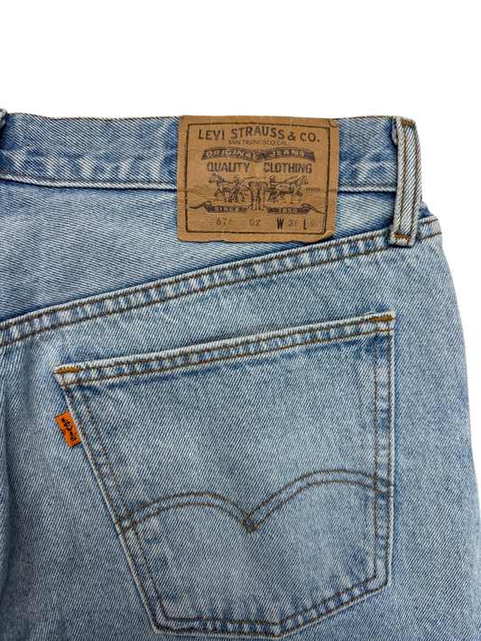 1995 Levis Denim Shorts 676 Orange Tab Hellblau