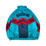Vintage Adidas Sportjacke 90s Nylon Nationalmannschaft Kanu Rennsport Deutschland Grün/Türkis D7 L