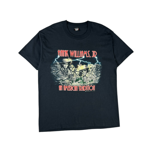 Vintage Screen Stars Shirt 1993 Hank Williams Jr. "An American Tradition" Tour Single Stitch Made In USA Schwarz XL