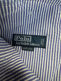 90s Ralph Lauren Seersucker Shorts Suffield Fit Gestreift Blau Weiß
