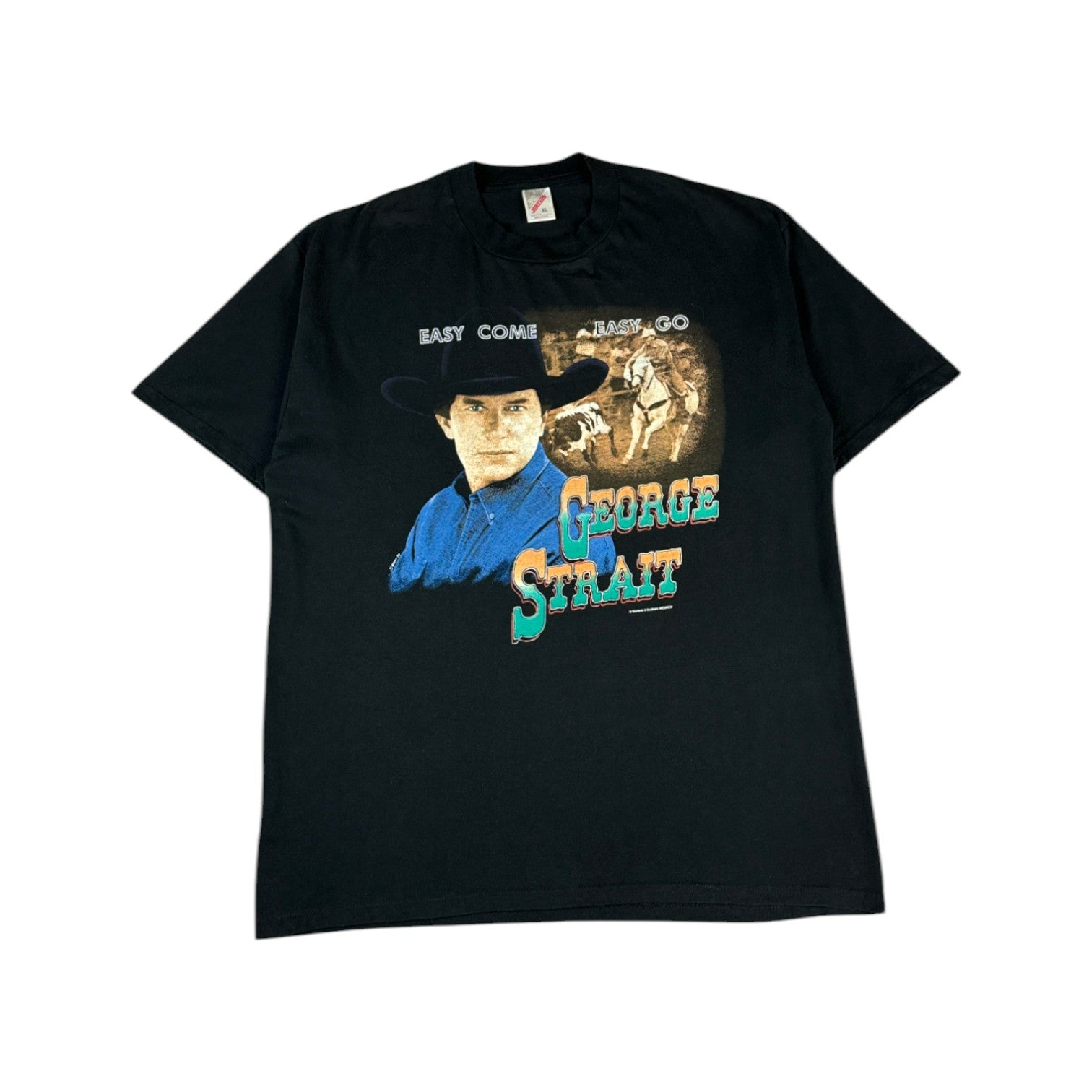 Vintage Jerzees Shirt 1994 George Strait "Easy Come Easy Go" Tour Made In USA Schwarz XL