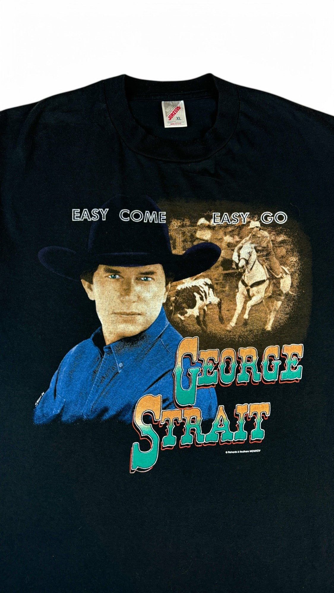 Vintage Jerzees Shirt 1994 George Strait "Easy Come Easy Go" Tour Made In USA Schwarz XL