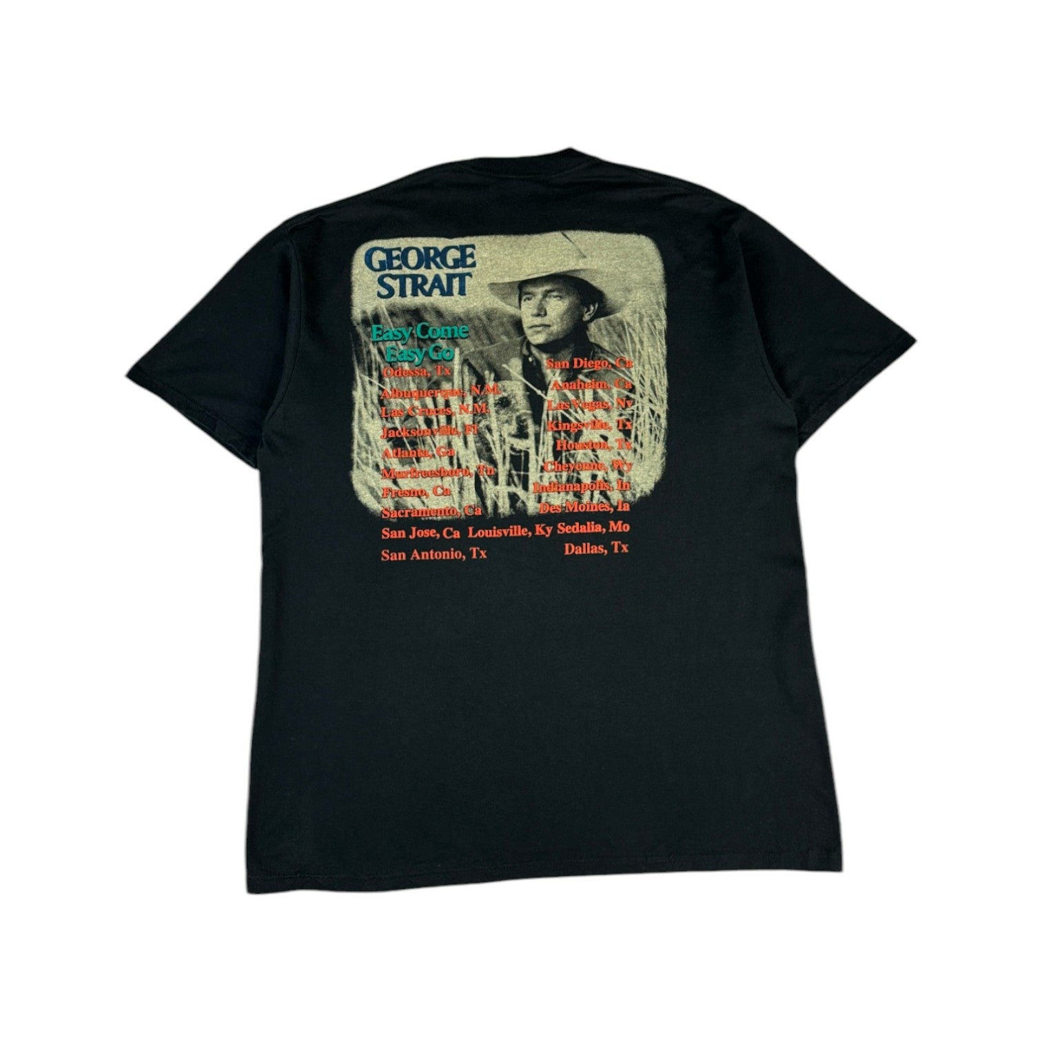 Vintage Jerzees Shirt 1994 George Strait "Easy Come Easy Go" Tour Made In USA Schwarz XL