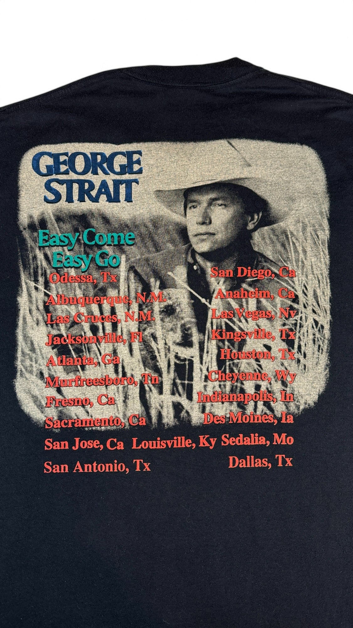 Vintage Jerzees Shirt 1994 George Strait "Easy Come Easy Go" Tour Made In USA Schwarz XL