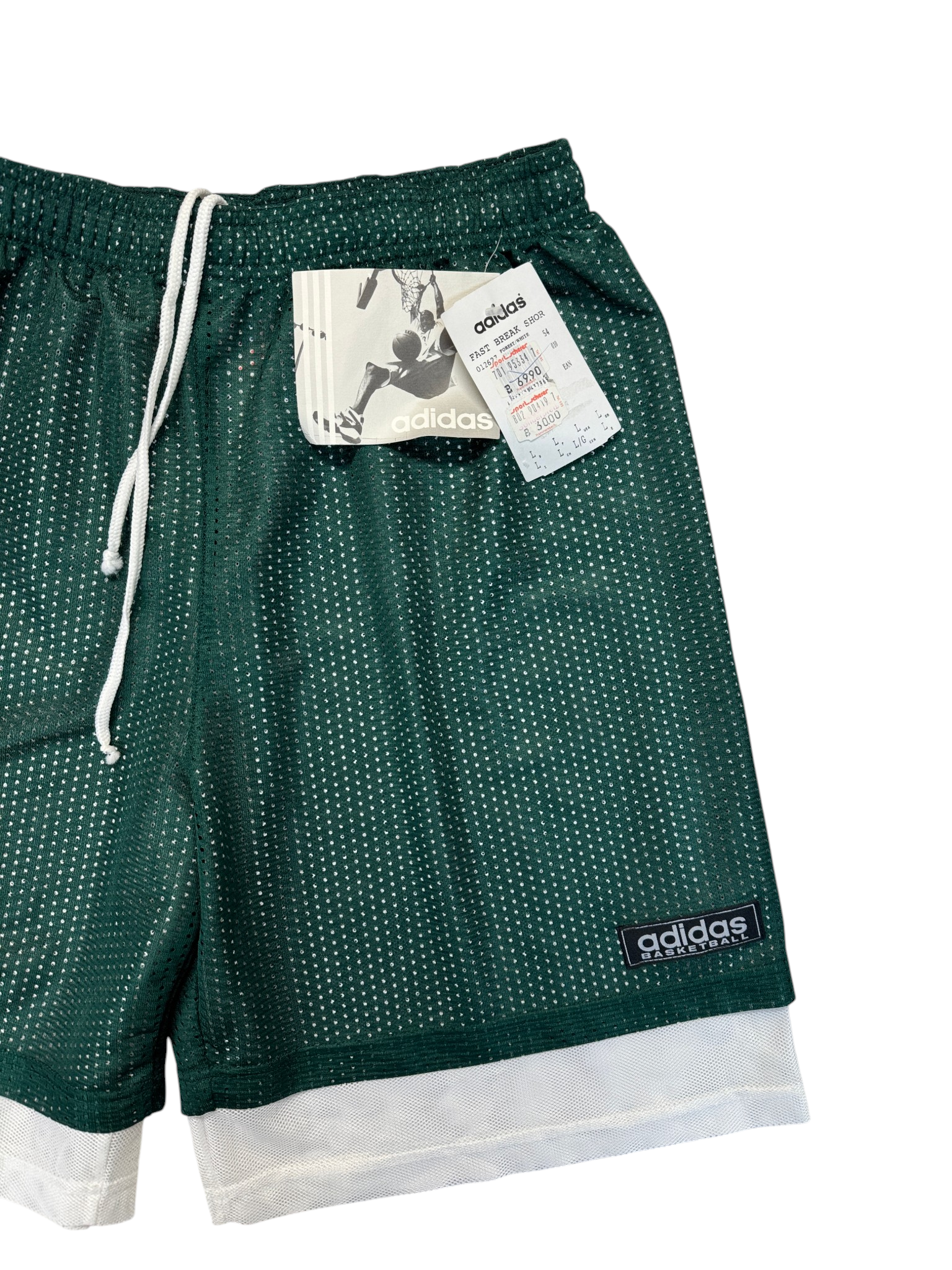 90s Adidas Basketball Set Shorts+Tanktop Made In Portugal Weiß Grün