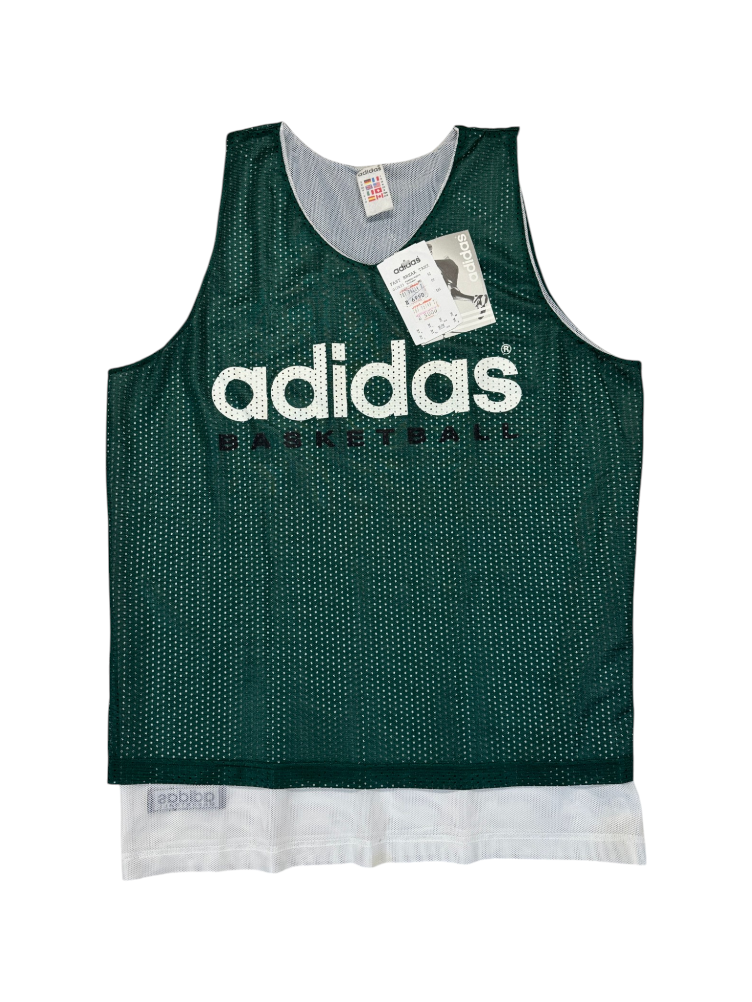 90s Adidas Basketball Set Shorts+Tanktop Made In Portugal Weiß Grün