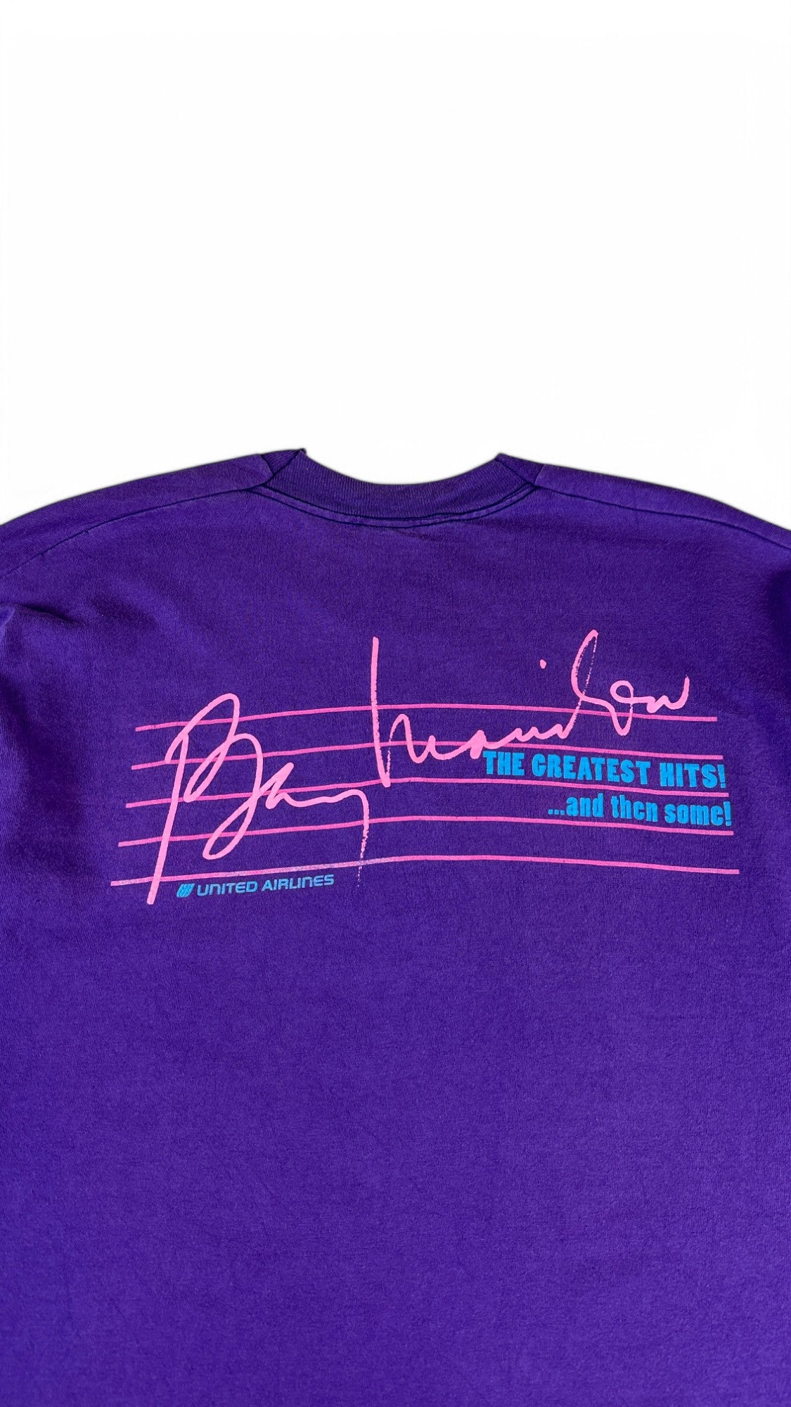 Vintage Fruit Of The Loom Shirt 1993 Barry-Manilow Greatest-Hits Tour Single Stitch Made In USA Lila XL