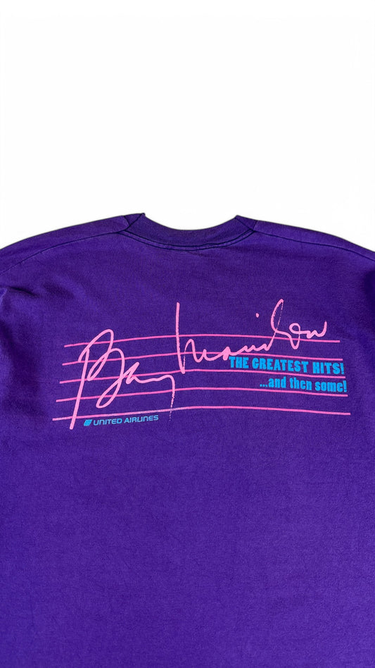 Vintage Fruit Of The Loom Shirt 1993 Barry-Manilow Greatest-Hits Tour Single Stitch Made In USA Lila XL