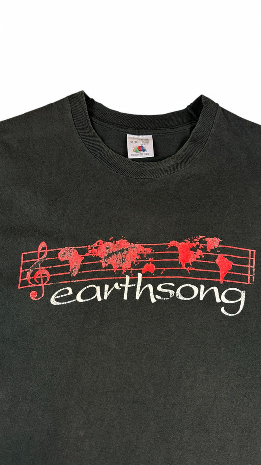 Vintage Fruit Of The Loom Shirt 90s "earthsong" Single Stitch Made In Canada Schwarz XL