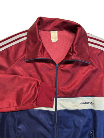 80s Adidas Sportjacke Glanz Made In Hungaria Blau Rot D7 L