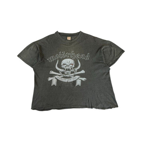 Vintage Motörhead Shirt "march or die" x "Weihnachtsmann" By Sebastian Krüger Ausgeblichen Trashed Schwarz L