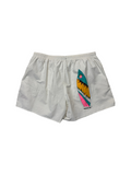 80s Adidas Badehose "Where is the beach?" Weiß