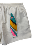 80s Adidas Badehose "Where is the beach?" Weiß