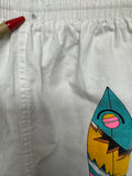80s Adidas Badehose "Where is the beach?" Weiß