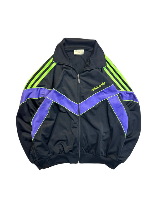 Late 80s Adidas By Ventex Damen Sportjacke Schwarz Lila 42/44 L