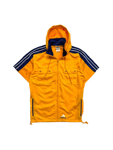 Late 90s Adidas-Salomon AG Basketball Warmup Jacke Abnehmbare Kapuze Gelb 176 M-L