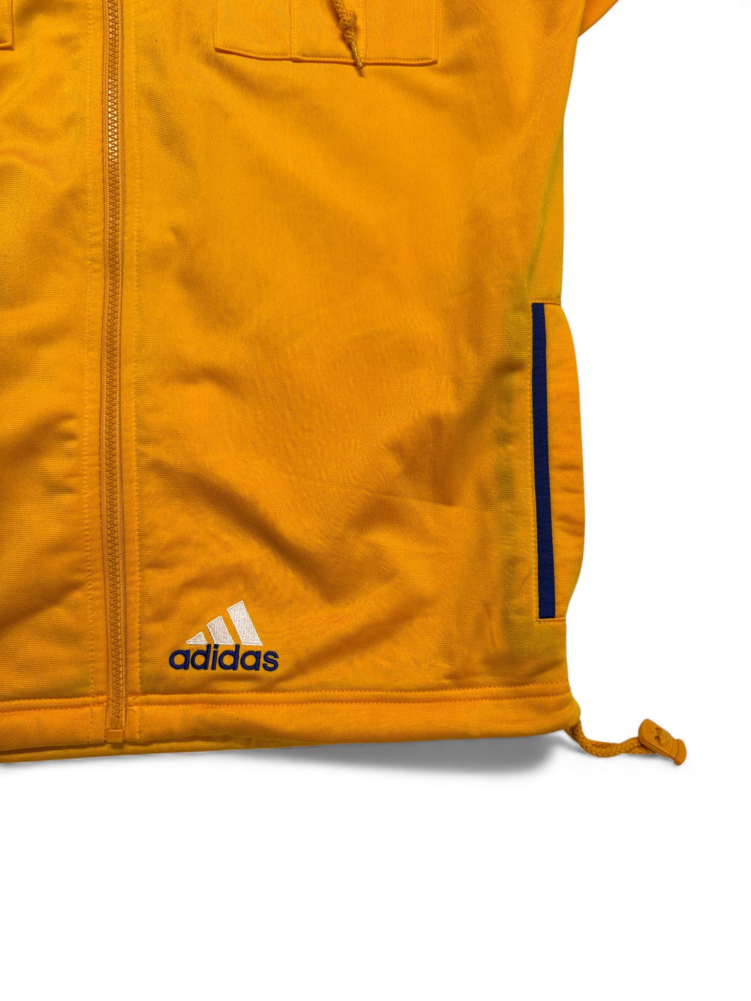 Late 90s Adidas-Salomon AG Basketball Warmup Jacke Abnehmbare Kapuze Gelb 176 M-L