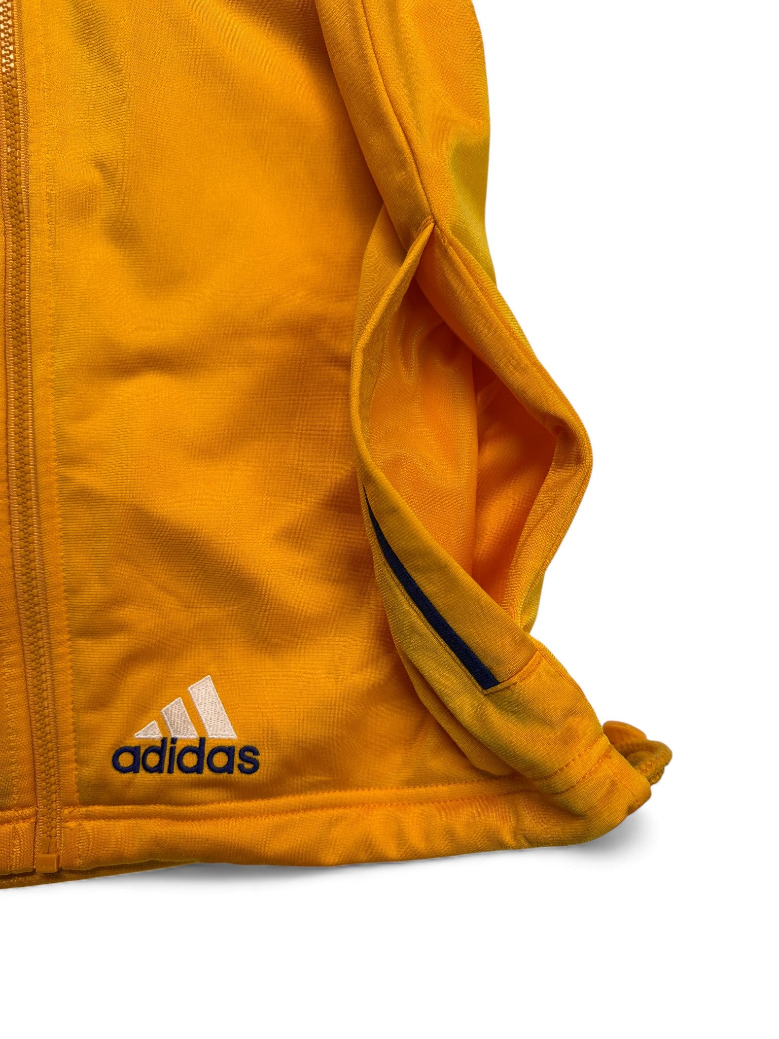 Late 90s Adidas-Salomon AG Basketball Warmup Jacke Abnehmbare Kapuze Gelb 176 M-L