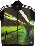 Rare! 00s Adidas Sample Sportjacke Firebird Subway Print Schwarz Grün M