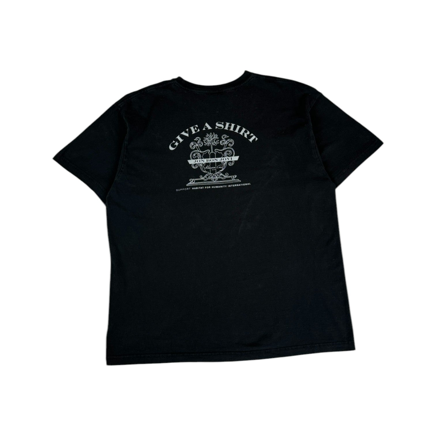 Vintage Stedman Shirt Late 90s Jon Bon Jovi Support Habitat For Humanity "give a shirt" Schwarz M