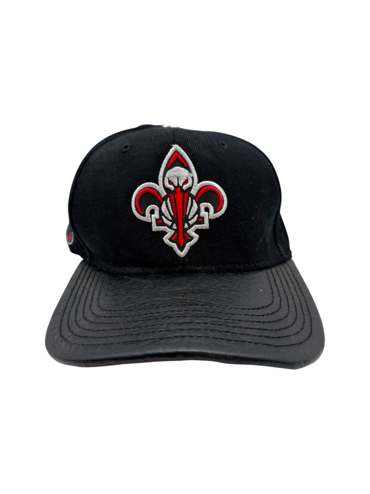 90s Pro Standard NBA Cap New Orleans Pelicans Leather Visor Pin Buckle Strapback Schwarz