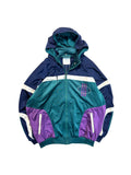 90s Adidas Sportjacke Abnehmbare Kapuze Grün Lila D7 L