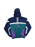 90s Adidas Sportjacke Abnehmbare Kapuze Grün Lila D7 L