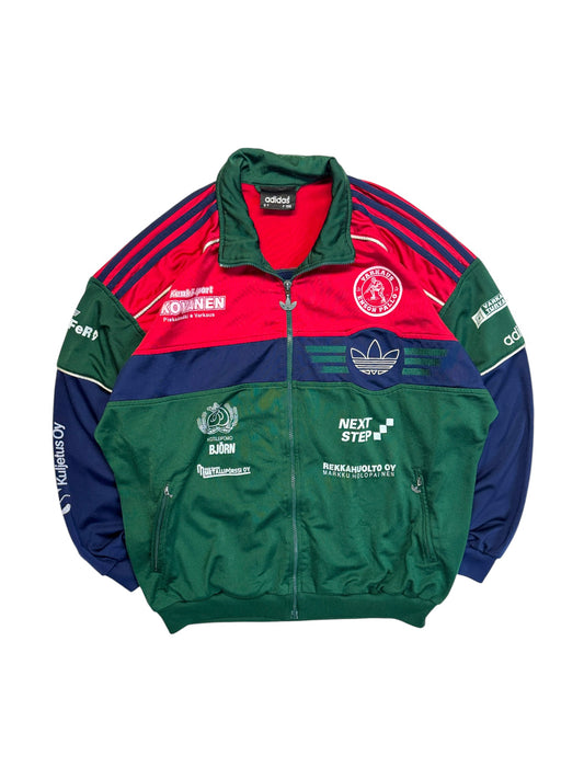 90s Adidas Sportjacke Varkaus Enson Pallo Eishockey Finnland Rot Blau D7 L-XL