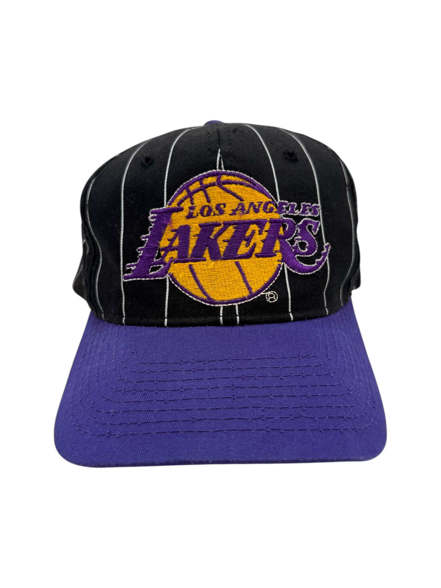 90s Starter NBA Cap Los Angeles Lakers Pin Stripe Snapback Made In Korea Schwarz Lila