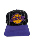 90s Starter NBA Cap Los Angeles Lakers Pin Stripe Snapback Made In Korea Schwarz Lila