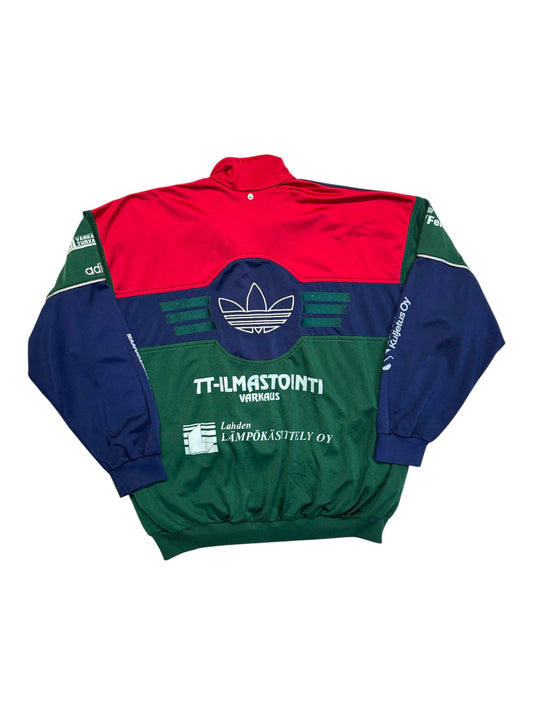 90s Adidas Sportjacke Varkaus Enson Pallo Eishockey Finnland Rot Blau D7 L-XL