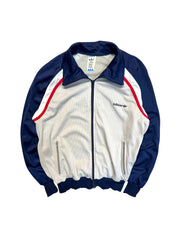 80s Adidas Damen Sportjacke Made In West Germany Hellgrau Dunkelblau 42 L