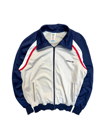 80s Adidas Damen Sportjacke Made In West Germany Hellgrau Dunkelblau 42 L