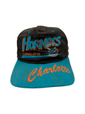 90s NBA Cap Charlotte Hornets Made In Korea Snapback Schwarz Türkis